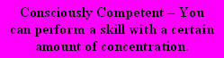 Consciously Competent - You can perform a skill with a certain amount of concentration.