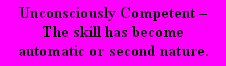 Unconsciously Competent - The skill has become automatic or second nature.