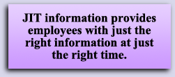 JIT information is to provide employees with just the right information at just the right time.